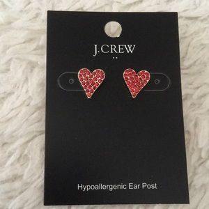 Jcrew Heart rhinestone earrings